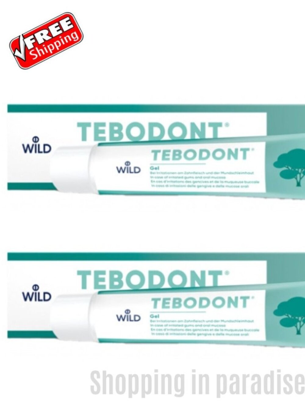 2 X Wild Tebodont Antibacterial Gum Gel with Tea Tree oil 18ml Exp 12/27